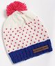The Original Knit Hearts Designed Pom Pom Detailed Cap - Diameter - 30 Cms - White & Blue