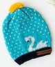 The Original Knit Knit Swan Designed Pom Pom Embellished Cap - Light Blue & Navy Blue - Diameter - 30 Cm