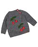 The Original Knit Full Sleeves Cherries Embroidered Sweater - Charcoal Grey