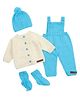 The Original Knit Knit Cable Knit Designed Dungaree With Full Sleeves Sweater Cap & Socks Set - White