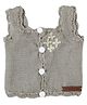 The Original Knit Sleeveless Flower Embroidered & Self Designed Vest - Grey