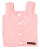 The Original Knit Sleeveless Flower Embroidered & Self Designed Vest - Baby Pink