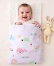 Babyhug Premium Sleeping Bag with Ultra Soft Bubble Lining Whale Print - Lilac| 100% Cotton| for 0-9 Months| Ultra Soft Lining| Smooth Zipper| All Season| Breathable & Cozy| Use as Carry Nest Mattress