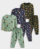 Orange Sugar 100% Cotton Knit Pack Of 3 Full Sleeves Hot Air Balloon & Animals Printed Coordinating Night Suit Set - Multi Colour