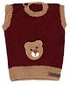 The Original Knit Knit Bear Crocheted Sleeveless Sweater - Maroon & Beige