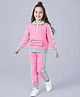 OLLINGTON ST. Cotton Knit Full Sleeves Printed  Sweatshirts & Joggers Set - Pink