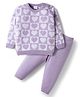 Babyhug Knit Full Sleeves Solid Color Pullover Sweater Set with Heart Design - Lavender