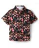 CrayonFlakes Cotton Woven Half Sleeves Floral Printed Shirt - Black