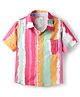CrayonFlakes Rayon Woven Half Sleeves Abstract Striped Shirt - White