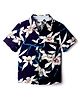 CrayonFlakes Rayon Woven Half Sleeves Floral Printed Shirt - Navy Blue