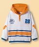 HoneyHap Disney Terry Knit Full Sleeves Hooded Sweatshirt With Front & Back Mickey Mouse Graphics - White & Orange