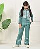 Bella Moda Cotton Woven Full Sleeves Abstract Embroidered Coordinating Shirt Style Top & Pant Set - Green
