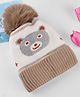 Babyhug Knit Woollen Cap With Teddy Bear Design Brown - Diameter 9 cm
