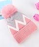 Babyhug Knit Woollen Cap Pink & Grey - Diameter 9 cm