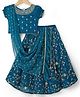 Babyhug Half Puffed Sleeves Choli Lehenga Set with Dupatta & Embroidery - Teal Blue