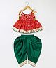 BYB Premium Chiffon Woven Sleeveless Patola Designed Gota Lace & Pom Pom Tassels Embellished Peplum Top & Dhoti Set - Fuchsia