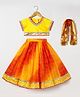BYB Premium Chiffon Woven Half Sleeves Bandhani Designed & Gota Lace Embellished Lehenga Choli With Dupatta Set - Orange & Yellow