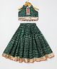 BYB Premium Chiffon Woven Sleeveless Bandhani Designed & Gota Lace Embellished Coordinating Halter Neck Hand Embroidered Lehenga Choli Set - Dark Green