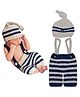 Bembika Lovely Chunky Suspender Pant+Cap Set Costume Photography Photoshoot Props (SKY BLUE)(SET OF 2)
