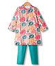Babyhug Rayon Woven Full Sleeves Kurta Pajama Set With Floral Print - Multicolour