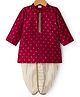 Babyhug Cotton Blend Full Sleeves Foil Printed Kurta Dhoti Set with Lace Detailing - Red