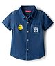 Babyhug Cotton Woven Half Sleeves Washed Shirt With Text Print - Blue