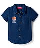 Babyhug Cotton Woven Half Sleeves Denim Shirt With Basketball Embriodery - Blue