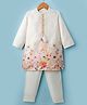Babyhug Lurex Dobby Woven Full Sleeves Kurta Pajam Set Floral Print - Beige