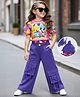 OLLINGTON ST. Cotton Knit Half Sleeves Ice Cream Printed Top & Pant Set - Pink & Purple