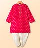 Babyhug Brocade Full Sleeves Foil Printed Kurta Dhoti Set with Lace Detailing - Red