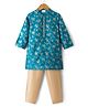 Babyhug Brocade Woven Full Sleeves Kurta Pyjama Set With Foil Floral Print - Teal Blue