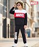 Pine Kids Marvel Terry Knit Oversized Drop Shoulder Full Sleeves T-Shirt and Joggers Set with Avengers Graphics - Black