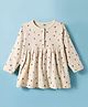 Pink Rabbit Single Jersey Knit Full Sleeves Frock with House Print - Beige