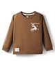 Pink Rabbit Single Jersey Knit Full Sleeves T-Shirt With Graphic Farms Text Print - Tan