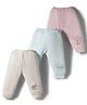 Pink Rabbit Cotton Knit Full Length Lounge Pants With Animal Print Pack of 3 - Light Blue Grey & Pink