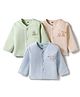 Pink Rabbit Cotton Knit Full Sleeves Front Open Jhablas with Animal Print Pack of 3 - Light Blue Light Green & Beige