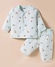 Pink Rabbit Single Jersey Knit Full Sleeves Co-ords Night Suit With Animal Print - Light Blue