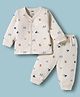 Pink Rabbit Single Jersey Knit Full Sleeves Co-ords Night Suit With Vehicle Print - Beige