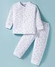 Pink Rabbit Single Jersey Knit Full Sleeves Co-ords Night Suit With Panda Print - White