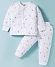 Pink Rabbit Single Jersey Knit Full Sleeves Co-ords Night Suit With Dino Print - White