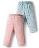 Pink Rabbit Single Jersey Knit Full Length Lounge Pants With Nautical & Animal Print Pack of 2 - Pink & Light Blue