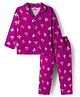 Babyhug Cotton Knit Full Sleeves Co-ords Night Suit With Floral Print - Purple