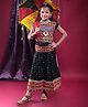 Banjara India Cotton Blend Woven Navratri Theme Half Sleeves Kutch Work Embroidered Lehenga Choli With Dupatta Costume Set - Black