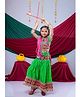 Banjara India Cotton Blend Woven Navratri Theme Half Sleeves Kutch Work Embroidered Lehenga Choli With Dupatta Costume Set - Green