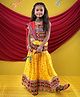Banjara India Cotton Blend Woven Navratri Theme Half Sleeves Kutch Work Embroidered Lehenga Choli With Dupatta Costume Set - Yellow