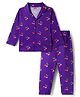 Babyhug Cotton Knit Full Sleeves Co-ords Night Suit With Tropical Theme Print - Violet