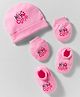 Simply Interlock Knit Cap Mittens & Booties Set with Hey Cutie Text Pink - Diameter 10.5 cm