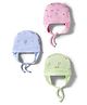 Simply Interlock Knit Caps with Knot & Animal Print Pack of 3 Pink Lime Green & Light Blue - Diameter 10 cm