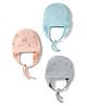 Simply Interlock Knit Caps with Knot & Animal Print Pack of 3 Aqua Blue Butter & Grey - Diameter 10 cm