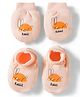 Simply Interlock Knit Mittens & Booties Set with Rabbit Print - Peach
